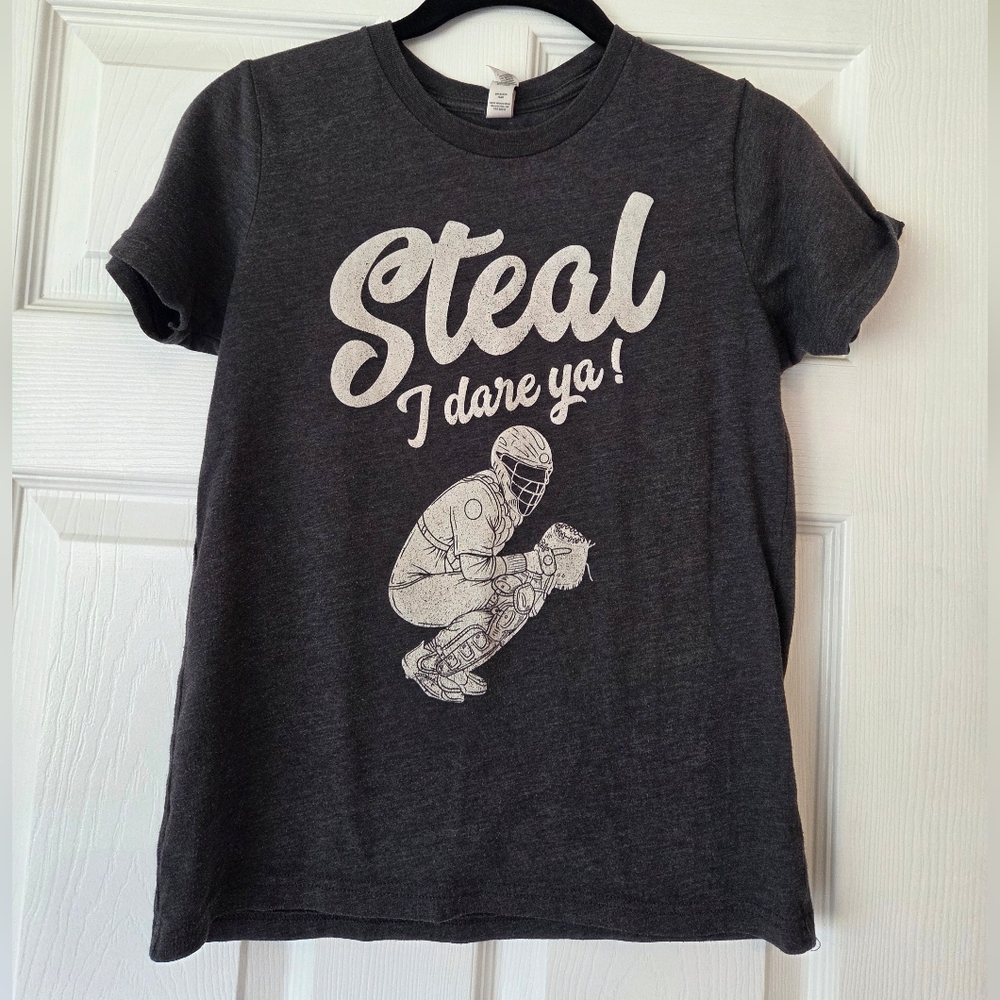 Gray Kids T-Shirt with Catcher Graphic